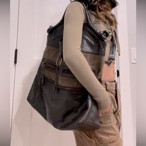 Antik Batik Black & Brown Vintage Fabric Shoulder/Tote Bag